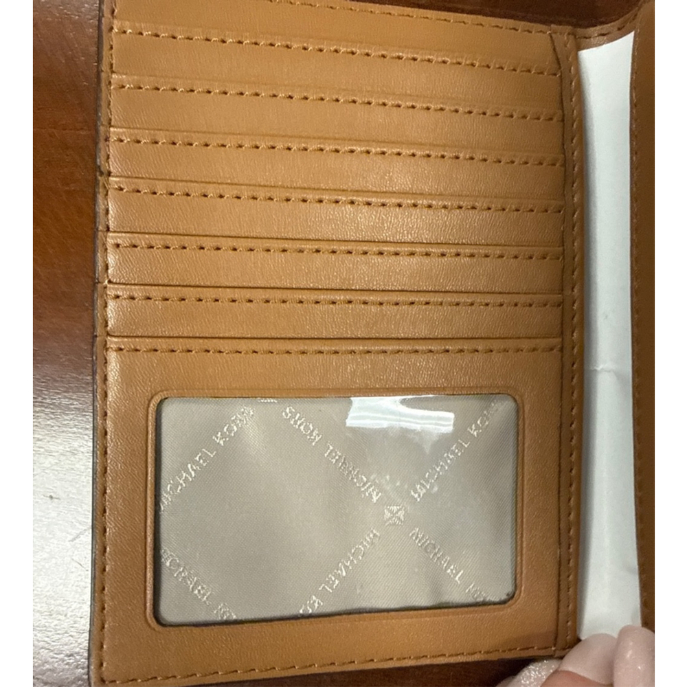 Women's Michael Kors passport Brown Tan Logo Wallet - Picture 2 of 4
